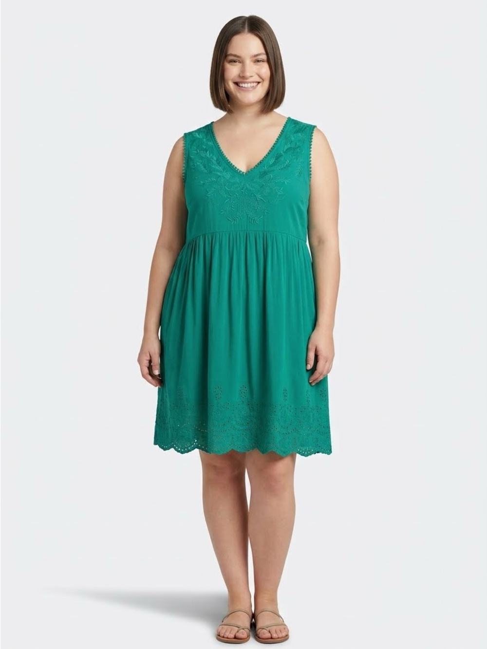 Knox Rose Green Eyelet V-Neck Midi Dress Size XL